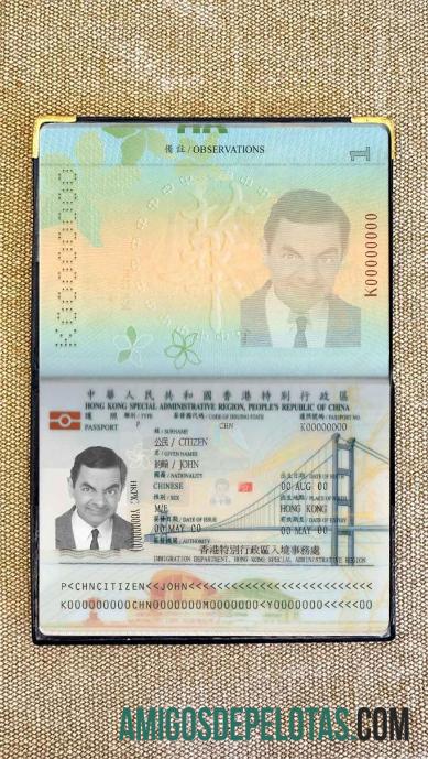 Visual fotográfico do passe de Hong Kong modelo